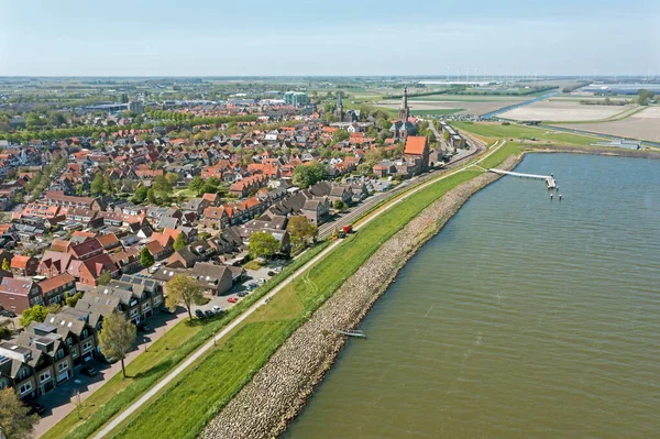 Flyg Från Staden Medemblik Vid Ijsselmeer Nederländerna — Stockfoto