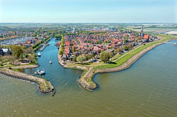 Hollanda Daki Medemblik Şehrinden Havadan — Stok fotoğraf