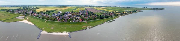 Panorama Aéreo Aldeia Schellinkhout Ijsselmeer Nos Países Baixos — Fotografia de Stock