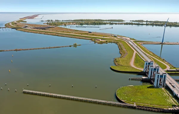 Flygplan Från Krabbersgat Sluices Nära Enkhuizen Nederländerna — Stockfoto