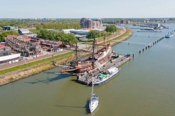 Luftaufnahme Von Einem Alten Holländischen Voc Schiff Hafen Von Lelystad — Stockfoto