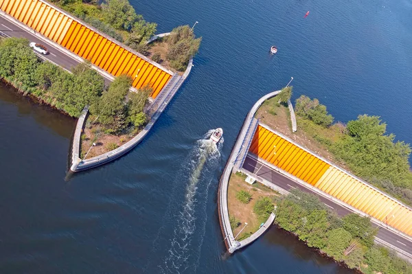 Воздушная Антенна Аквадука Хардервейке Велювемире Нидерландах — стоковое фото