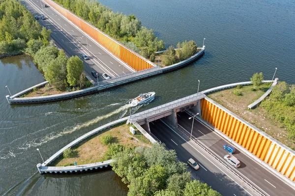 Воздушная Антенна Аквадука Хардервейке Велювемире Нидерландах — стоковое фото