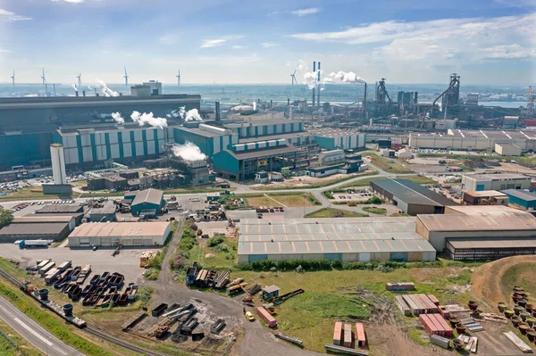 Antenne Aus Der Schwerindustrie Ijmuiden Den Niederlanden — Stockfoto