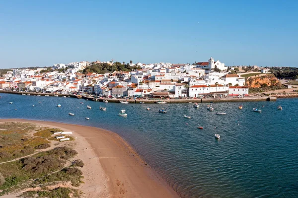 Vzduch Historické Vesnice Ferragudo Algarve Portugalsko — Stock fotografie