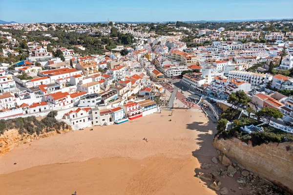 Aérea Desde Histórico Pueblo Carvoeiro Algarve Portugal — Foto de Stock