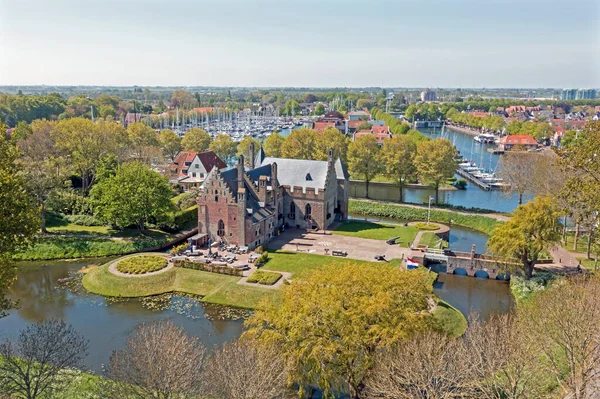 Aerial City Medemblik Radboud Castle Netherlands — Stock Photo, Image