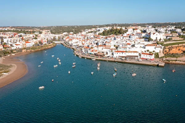 Vzduch Historické Vesnice Ferragudo Algarve Portugalsko — Stock fotografie