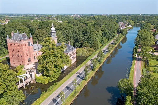 Aerial Castelo Nijenrode Rio Vecht Nos Países Baixos — Fotografia de Stock