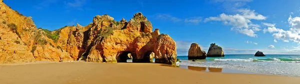 Panorama Vanaf Natuurlijke Rotsen Bij Praia Tres Irmaos Alvor Algarve — Stockfoto