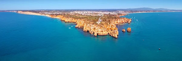 Aerial Panorama Lighthose City Lagos Algarve Portugak Ліцензійні Стокові Зображення