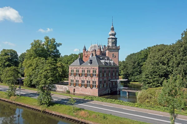 Aerial Castle Nijenrode River Vecht Netherlands — Stock Photo, Image