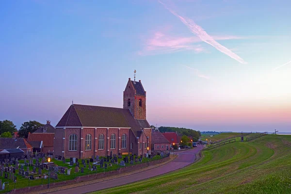 Das Traditionelle Dorf Wierum Wattenmeer Bei Sonnenuntergang Friesland Den Niederlanden — Stockfoto