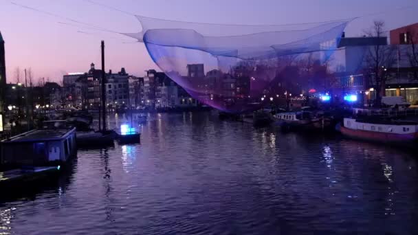 Фестиваль Света Амстердаме Нидерланды Закате — стоковое видео