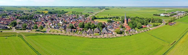 Aerial Panorama Historical Village Holwerd Wadden Sea Friesland Netherlands — Fotografia de Stock