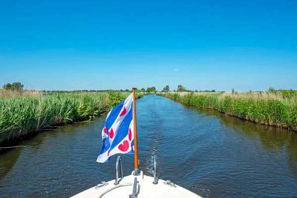 Cruising National Park Alde Feanen Friesland Netherlands Frisian Flag — Stock Photo, Image