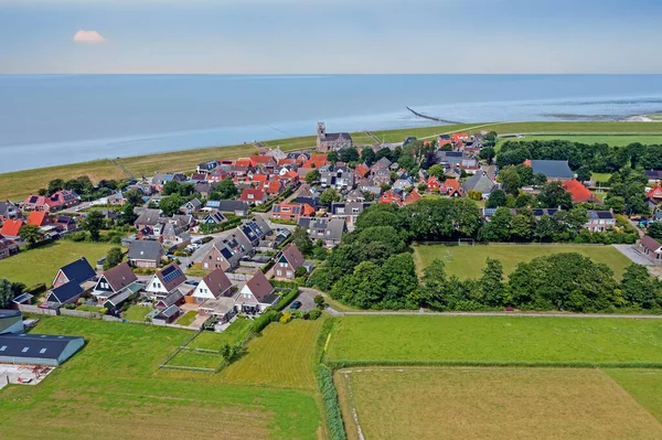Aereo Dal Tradizionale Villaggio Wierum Mare Wadden Frisia Paesi Bassi — Foto Stock