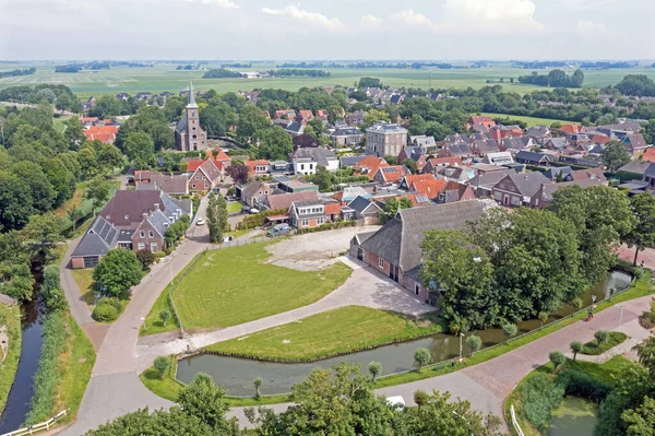 Hollanda Nın Friesland Kentindeki Geleneksel Ternaard Köyünden Havacılık — Stok fotoğraf