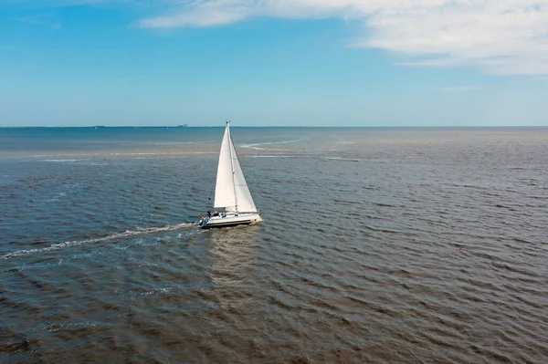 Aerial Sailing Wadden Sea Friesland Netherlands — 스톡 사진