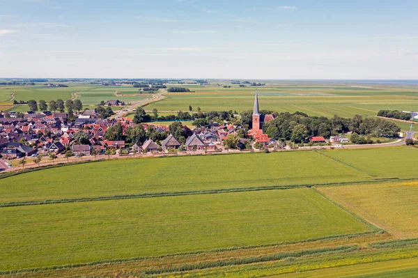Flygplan Från Den Historiska Byn Holwerd Nära Vadehavet Friesland Nederländerna — Stockfoto