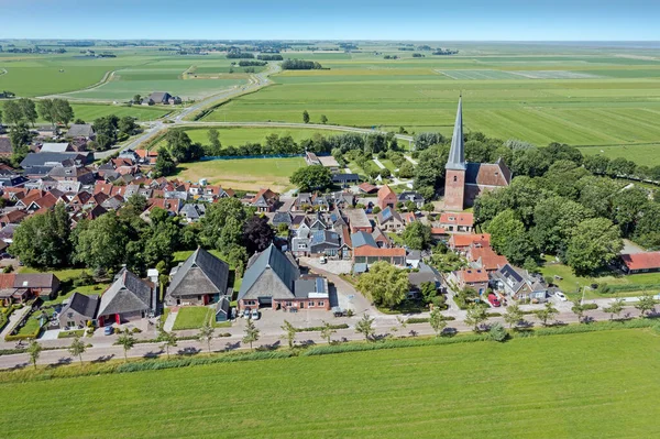 Aerial Historical Village Holwerd Wadden Sea Friesland Netherlands — Fotografia de Stock