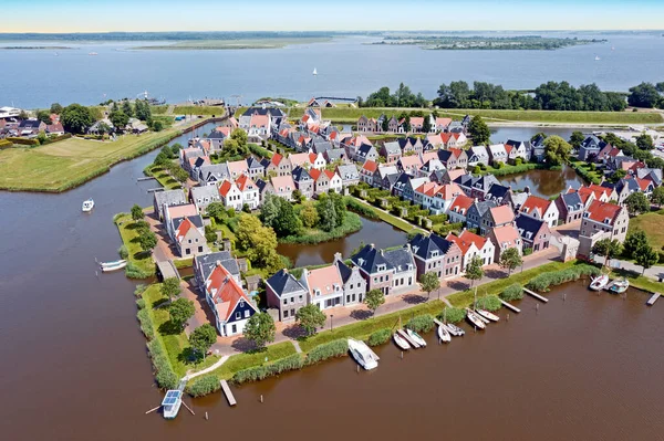 Aerial Historical Village Oostmahorn Friesland Netherlands — Stok fotoğraf