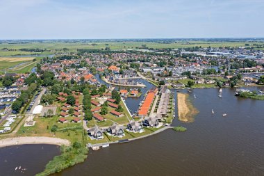 Aerial from the city Heeg at the Heegermeer in Friesland the Netherlands