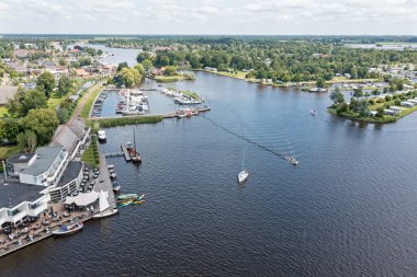 Aerial from the city Earnewoude in Friesland the Netherlands