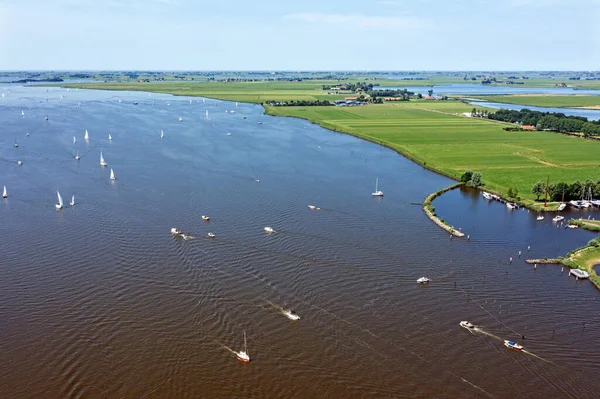 Aerial Sailing Heegermeer Froiesland Netherlands — стоковое фото