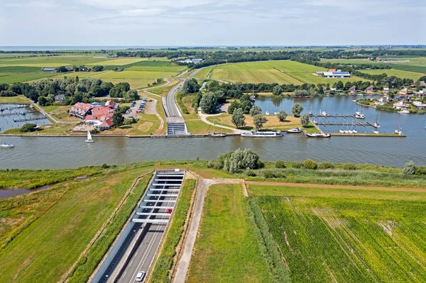Aerial Aquaduct Galamadammen Koudum Friesland Netherlands — стоковое фото