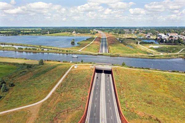 Aerial Hendrik Bulthuis Aquaduct Friesland Netherlands — Stok fotoğraf