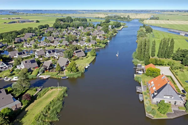 Aerial Little Village Uitwellingerga Friesland Netherlands — Zdjęcie stockowe