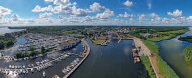 Aerial panorama from the city Huizen at the Gooimeer in the Netherlands