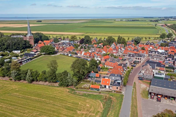 Aerial Village Holwerd Aan Zee Friesland Netherlands — Stockfoto