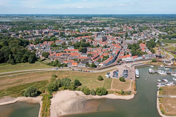 Aerial Medieval Town Wijk Bij Duurstede River Lek Netherlands — Foto Stock