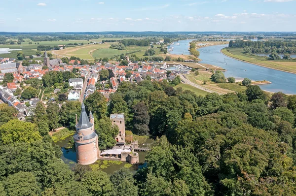 Aerial Medieval Town Wijk Bij Duurstede Castle Duurstede River Lek — Stok fotoğraf