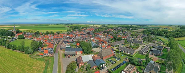 Aerial Panorama Historical Village Holwerd Wadden Sea Friesland Netherland — Stockfoto