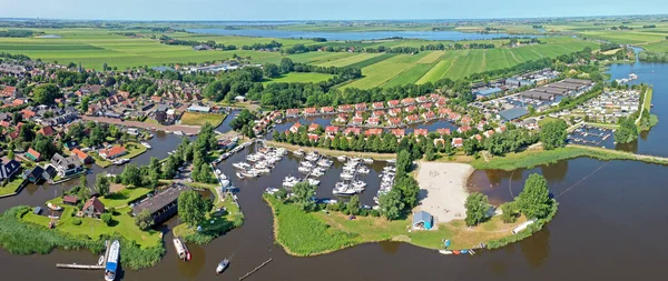 Panorama Aereo Dalla Città Langweer Frisia Paesi Bassi — Foto Stock