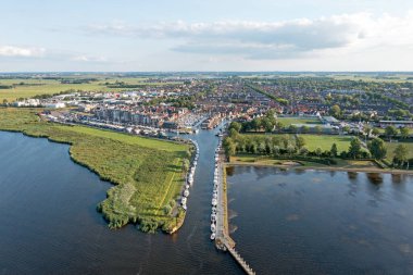 Aerial from the traditional village Spakenburg in the Netherlands