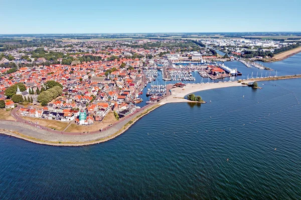 Aerial Traditional Town Urk Harbor Netherlands — Stock Photo, Image