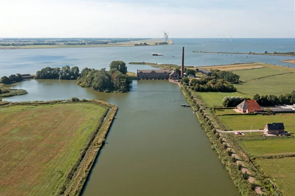 Flyg Från Pumpstationen Wouda Nära Lemmer Friesland Nederländerna — Stockfoto