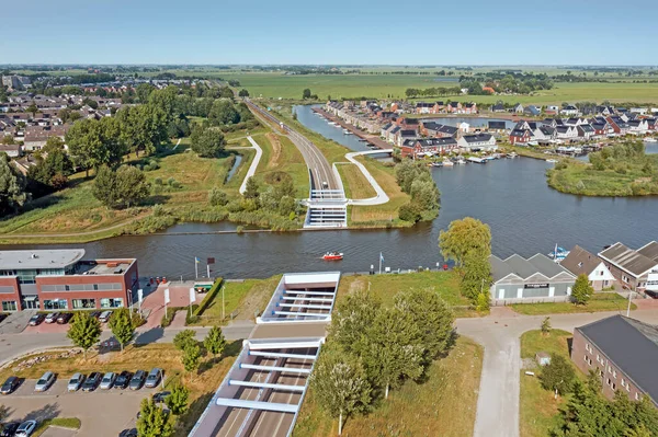 Aerial Houkesloot Aquaduct Sneek Friesland Netherlands — Φωτογραφία Αρχείου