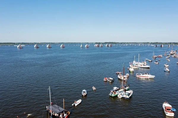 Aerial Skutsjesilen Sneekermeer Friesland Netherlands — Stock fotografie