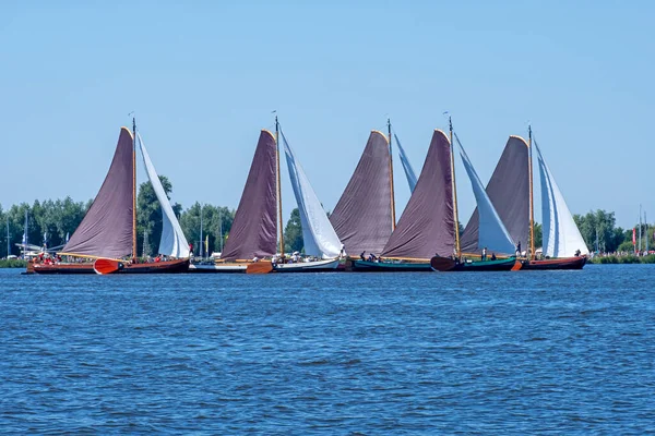 Traditional Frisian Wooden Sailing Ships Yearly Competition Netherlands — Stock Photo, Image