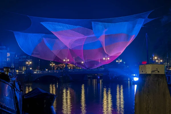 Ver Amsterdam Durante Festival Light Los Países Bajos Nigh —  Fotos de Stock