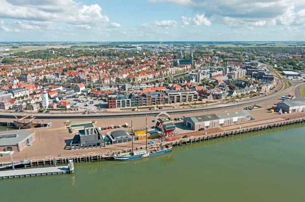 Aerial Miasta Harlingen Ijsselmeer Holandii — Zdjęcie stockowe