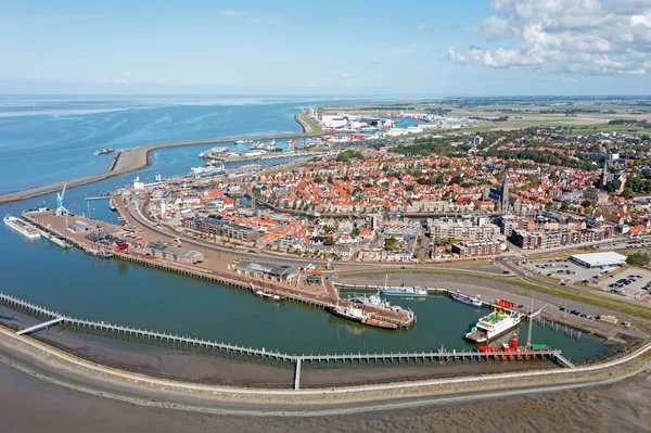 Luftaufnahme Aus Der Stadt Harlingen Ijsselmeer Den Niederlanden — Stockfoto