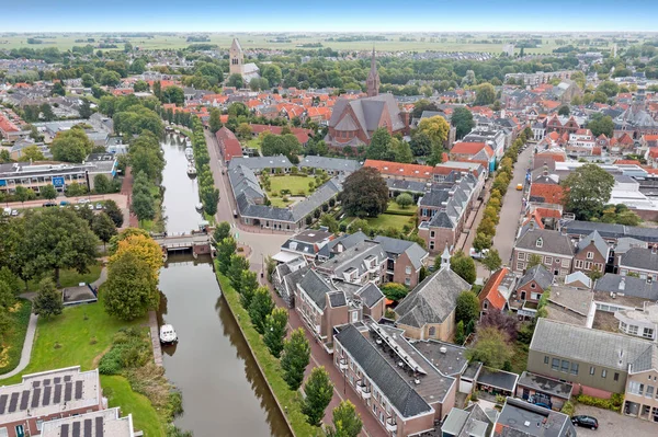 Aerial Panorama City Bolsward Friesland Netherlands — Stock Photo, Image