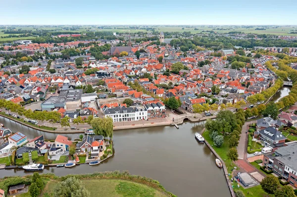 Panorama Aereo Dalla Città Bolsward Frisia Paesi Bassi — Foto Stock