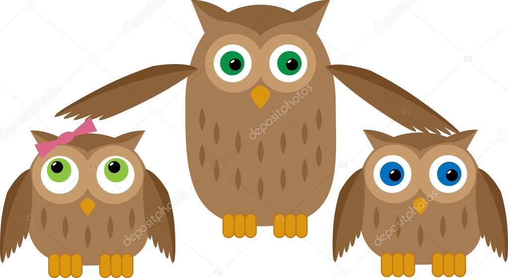 Maman Hibou Protege Leurs Bebes Hibou Image Vectorielle Par Ikonstudios C Illustration